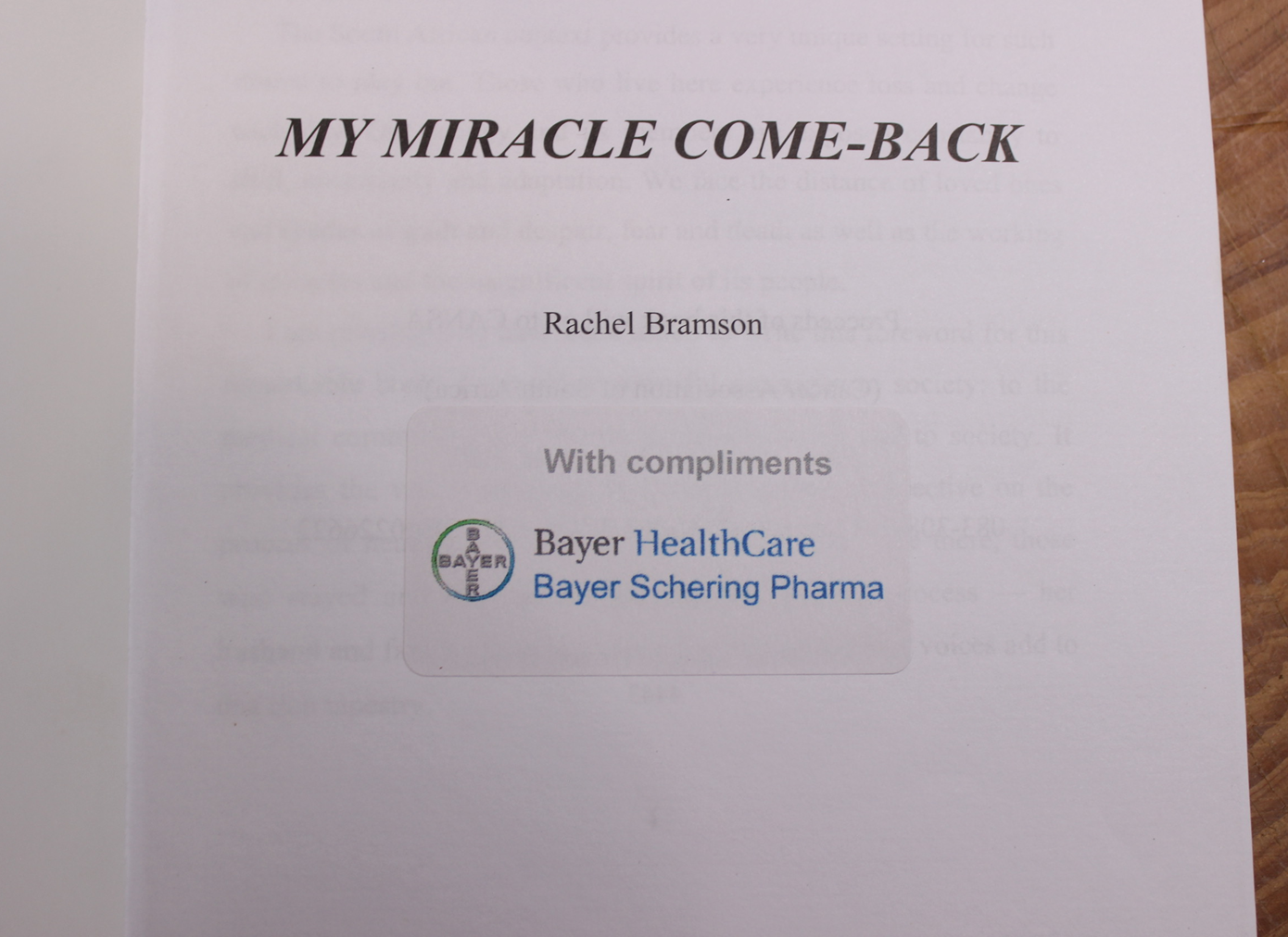 My Miracle Come-Back , Rachel Bramson