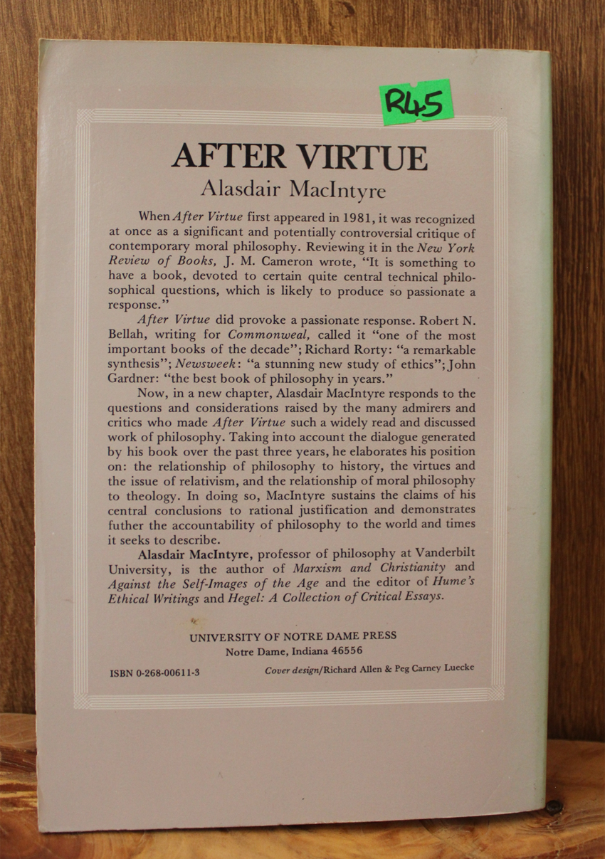 After Virtue - Alasdair MacIntyre