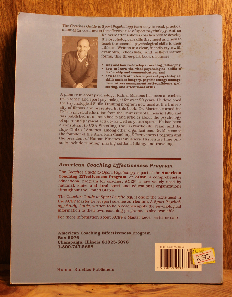 Sport Rainer Coaches guide to Sport Psychology - Rainer Martens – Belle's Books ...