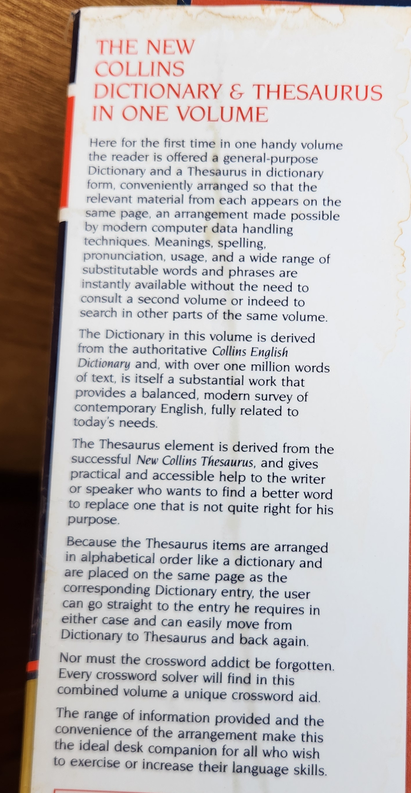 The Collins Dictionary and Thesaurus in one volume