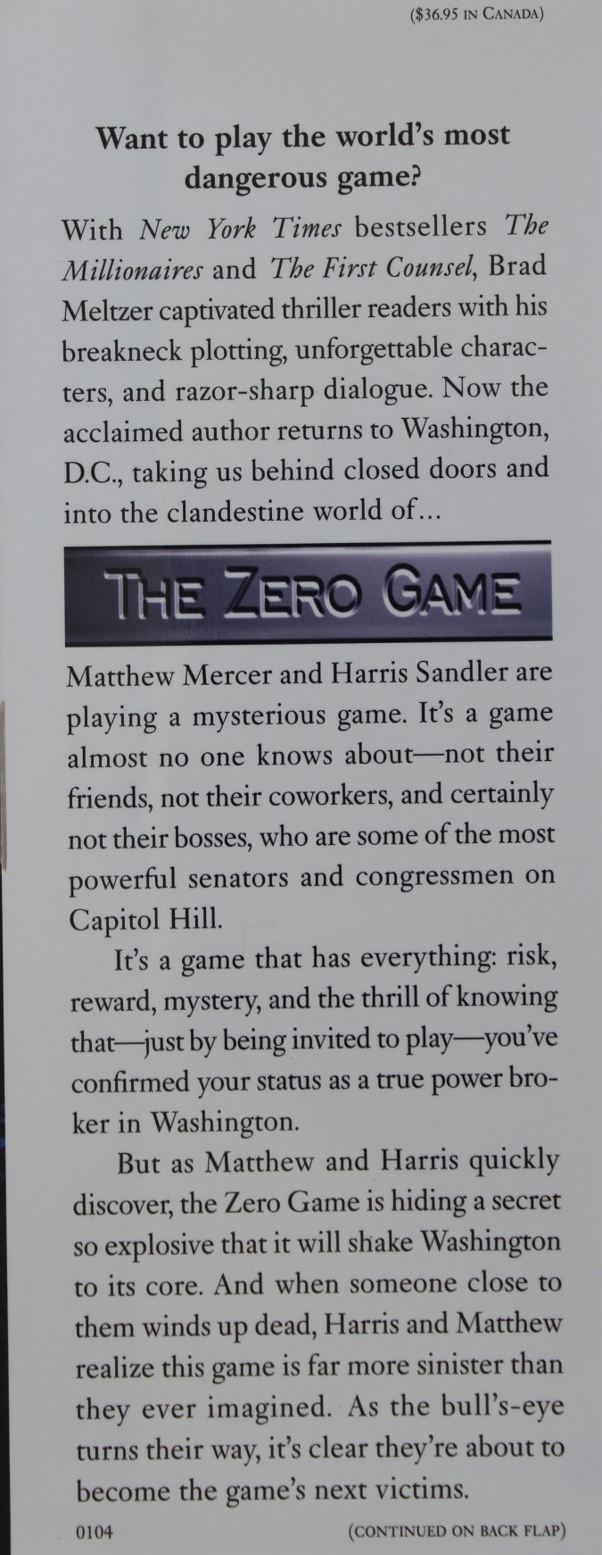 The zero game - Brad Meltzer